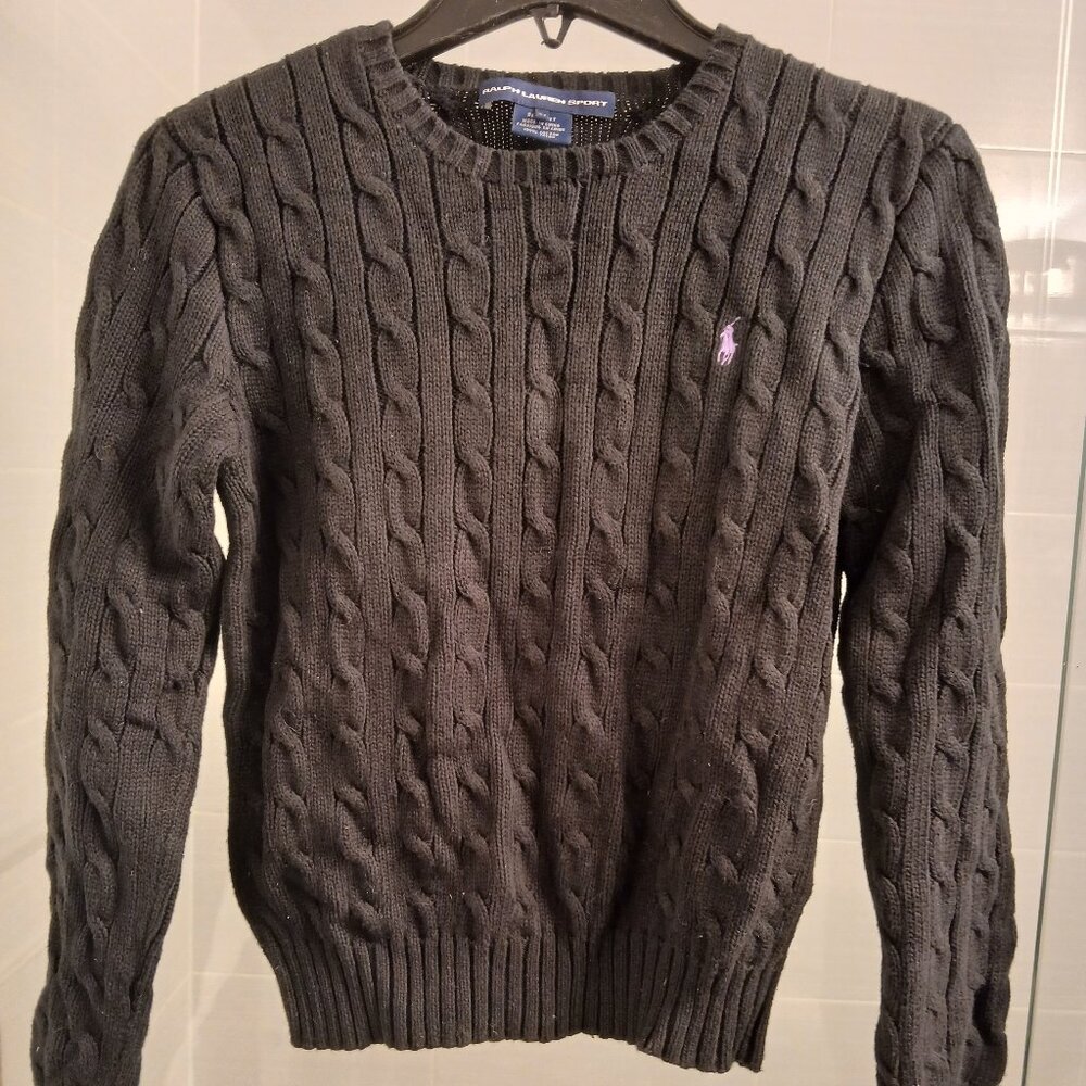 Ralph Lauren Sport Cable Knit Sweater Woman Black